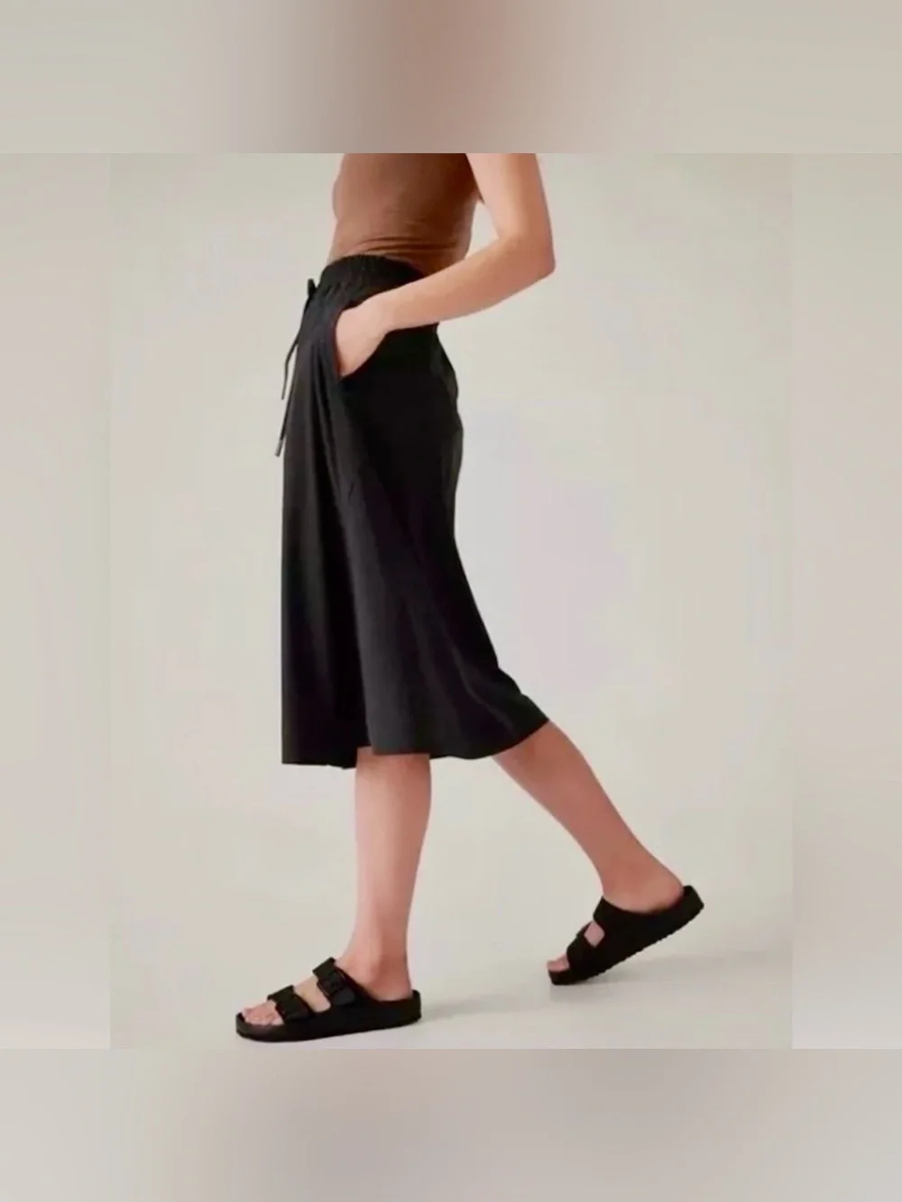 NWT Women’s Athleta Black Elastic Waist A-Line Midi Skirt size 14 - Picture 3 of 12